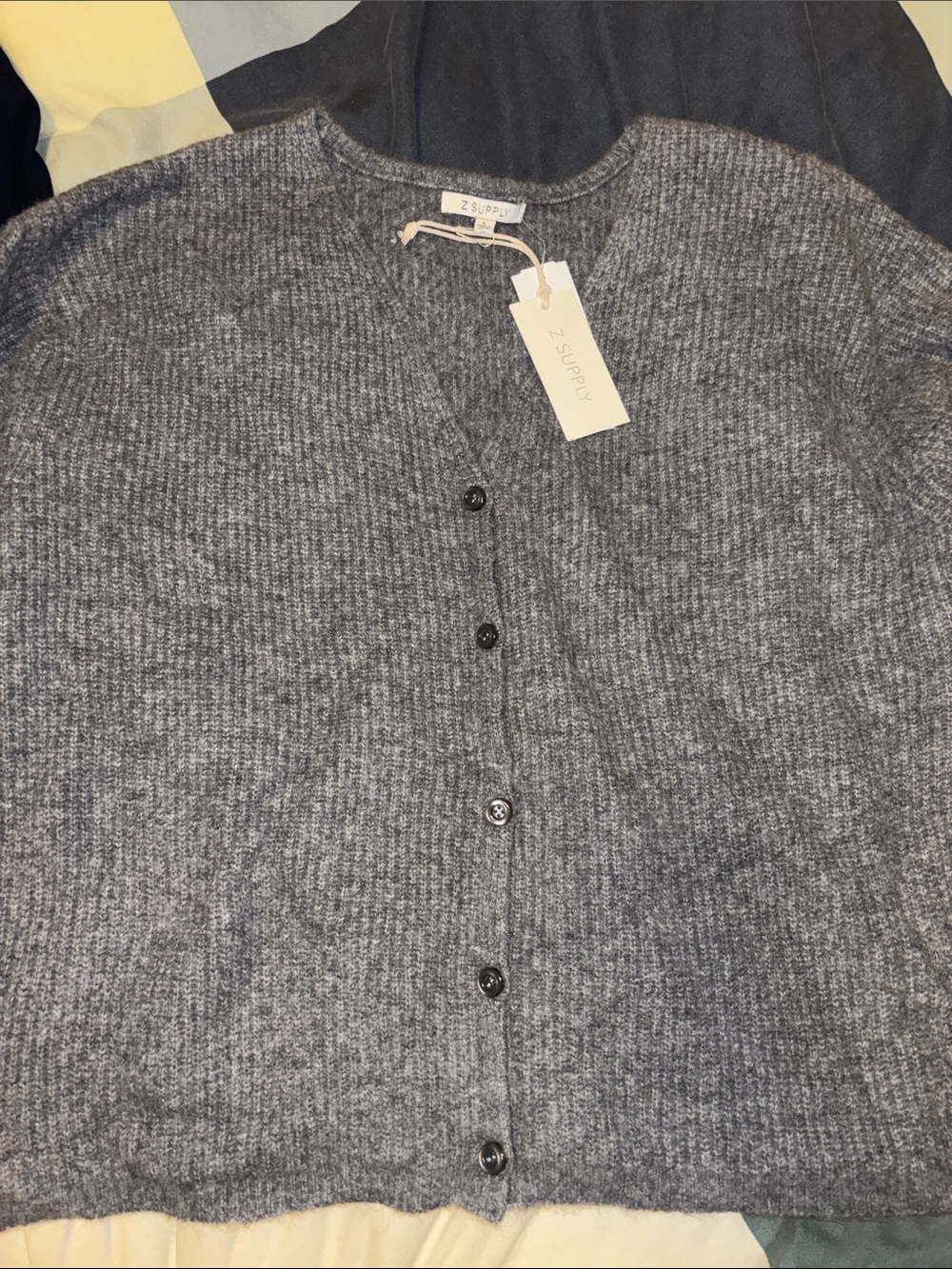 Z Supply Gray Ribbed Button-Up Cardigan